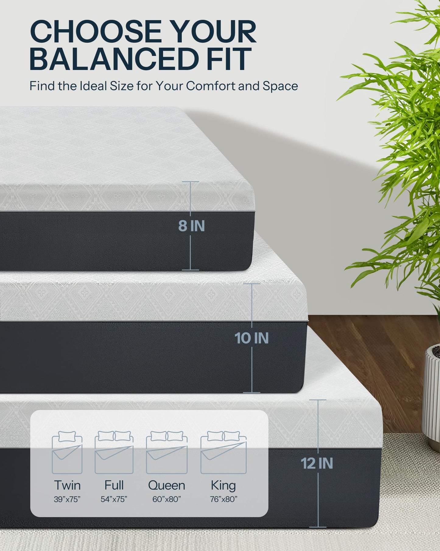 10 Inch King Size Cooling Gel Memory Foam Mattress in a Box, Pressure Relief & Motion Isolation, Breathable Fabric, Made in USA