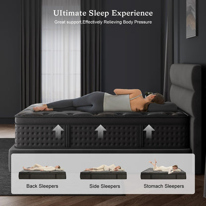 10 Inch Queen Hybrid Mattress | Memory Foam with Pocket Springs | Gel Foam for Back Support | Fiberglass Free, 100 Night Trial