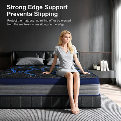 Twin Mattress, 12 Inch Medium Firm Hybrid Bed in a Box, Memory Foam with Zoned Pocket Coils, Motion Isolation & Edge Support