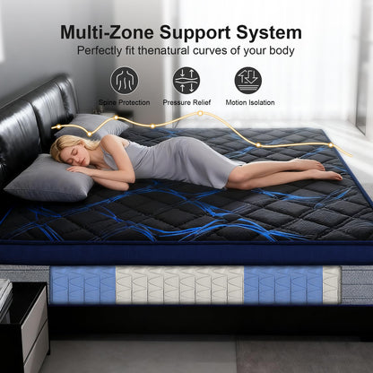 Twin Mattress, 12 Inch Medium Firm Hybrid Bed in a Box, Memory Foam with Zoned Pocket Coils, Motion Isolation & Edge Support