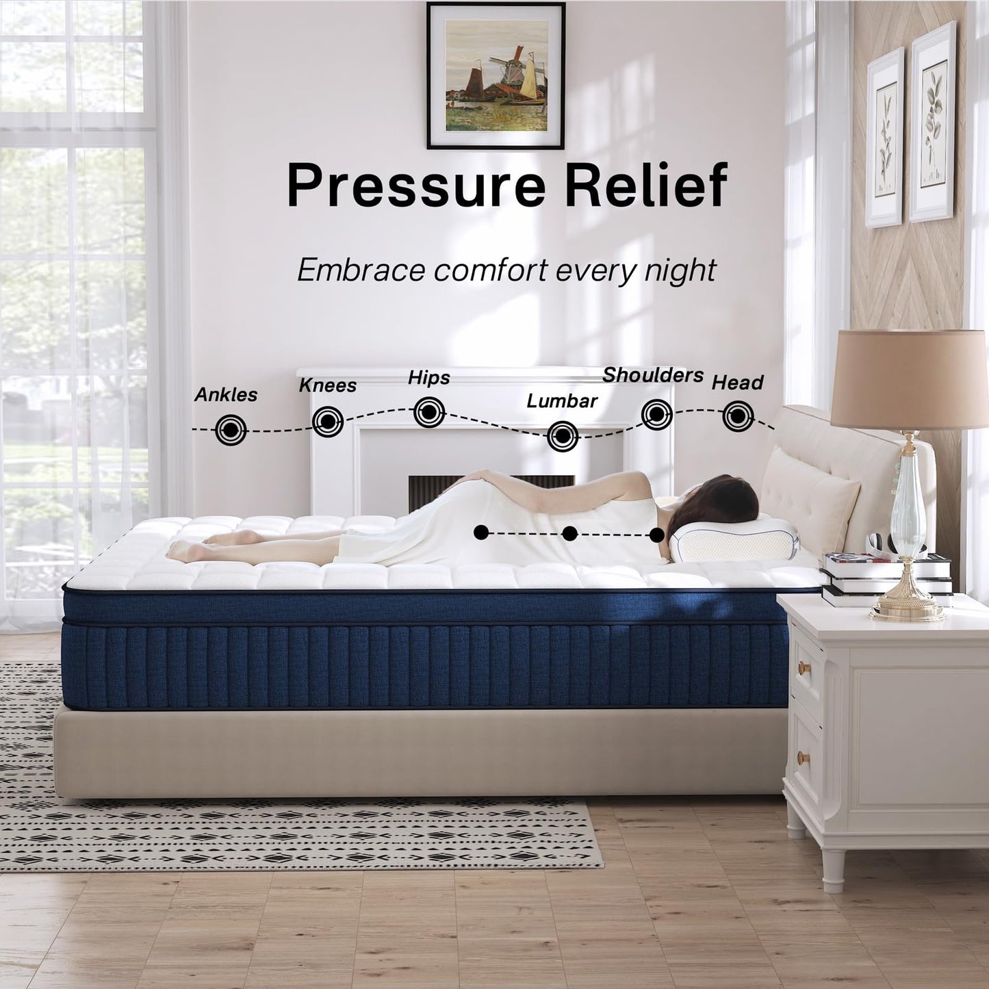 12 Inch California King Hybrid Mattress in a Box, Gel Memory Foam & Pocket Spring for Comfort, Pressure Relief, Edge Support