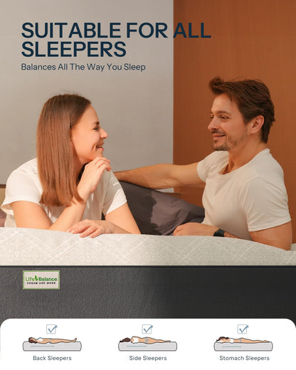 10 Inch Queen Size Cooling Gel Memory Foam Mattress in a Box, Medium Firm Bed for Pressure Relief & Motion Isolation, CertiPUR-US Certified, Made in USA