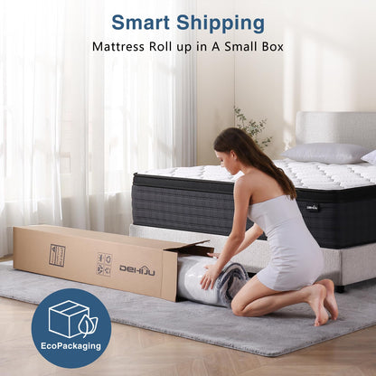 10 Inch Full Size Hybrid Memory Foam Mattress in a Box, Medium Firm Bed for Pressure Relief, CertiPUR-US Certified