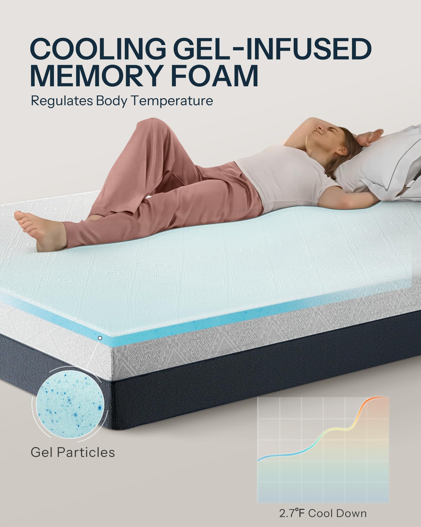 10 Inch Queen Size Cooling Gel Memory Foam Mattress in a Box, Medium Firm Bed for Pressure Relief & Motion Isolation, CertiPUR-US Certified, Made in USA