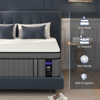 10 Inch Full Size Hybrid Mattress in a Box, Firm Bed with Gel Memory Foam & Pocket Springs, Breathable Cooling Fabric, Pressure & Back Pain Relief, Edge Support