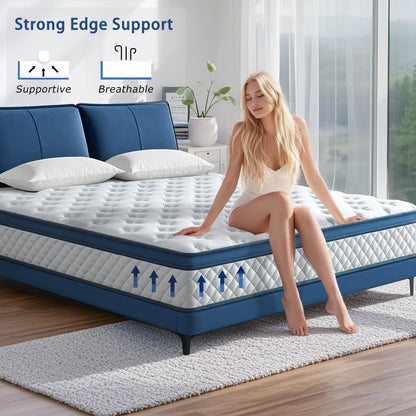 10 Inch Twin Size Hybrid Mattress in a Box, Medium Firm Memory Foam Bed with Pocket Springs, Pressure Relief, Motion Isolation & Edge Support, CertiPUR-US Certified