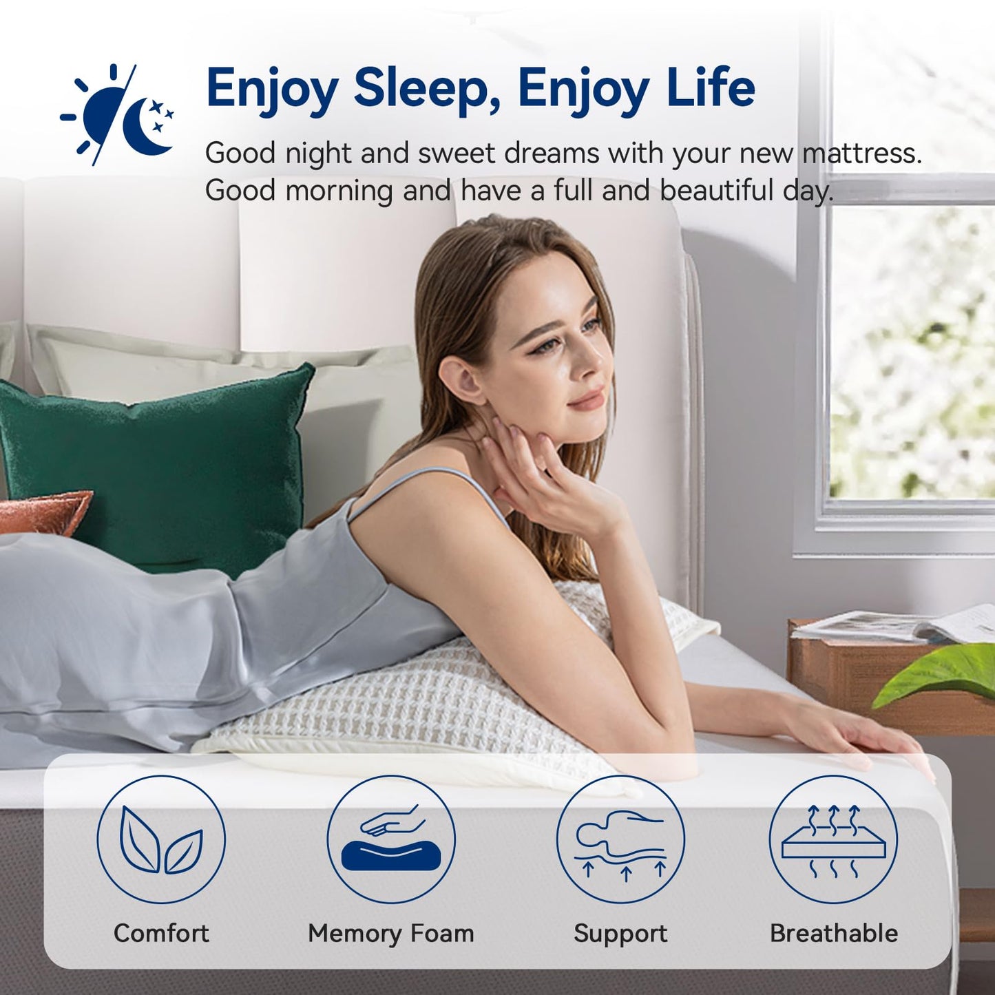 14 Inch Queen Memory Foam Mattress | Gel Foam with Transition Support | Machine Washable Cover