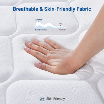 12 Inch King Size Hybrid Mattress in a Box, Comfort Foam & Pocket Coils for Pressure Relief & Motion Isolation