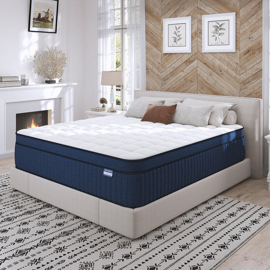 12 Inch California King Hybrid Mattress in a Box, Gel Memory Foam & Pocket Spring for Comfort, Pressure Relief, Edge Support