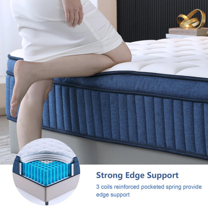 12 Inch California King Hybrid Mattress in a Box, Gel Memory Foam & Pocket Spring for Comfort, Pressure Relief, Edge Support