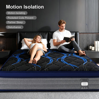 Twin Mattress, 12 Inch Medium Firm Hybrid Bed in a Box, Memory Foam with Zoned Pocket Coils, Motion Isolation & Edge Support
