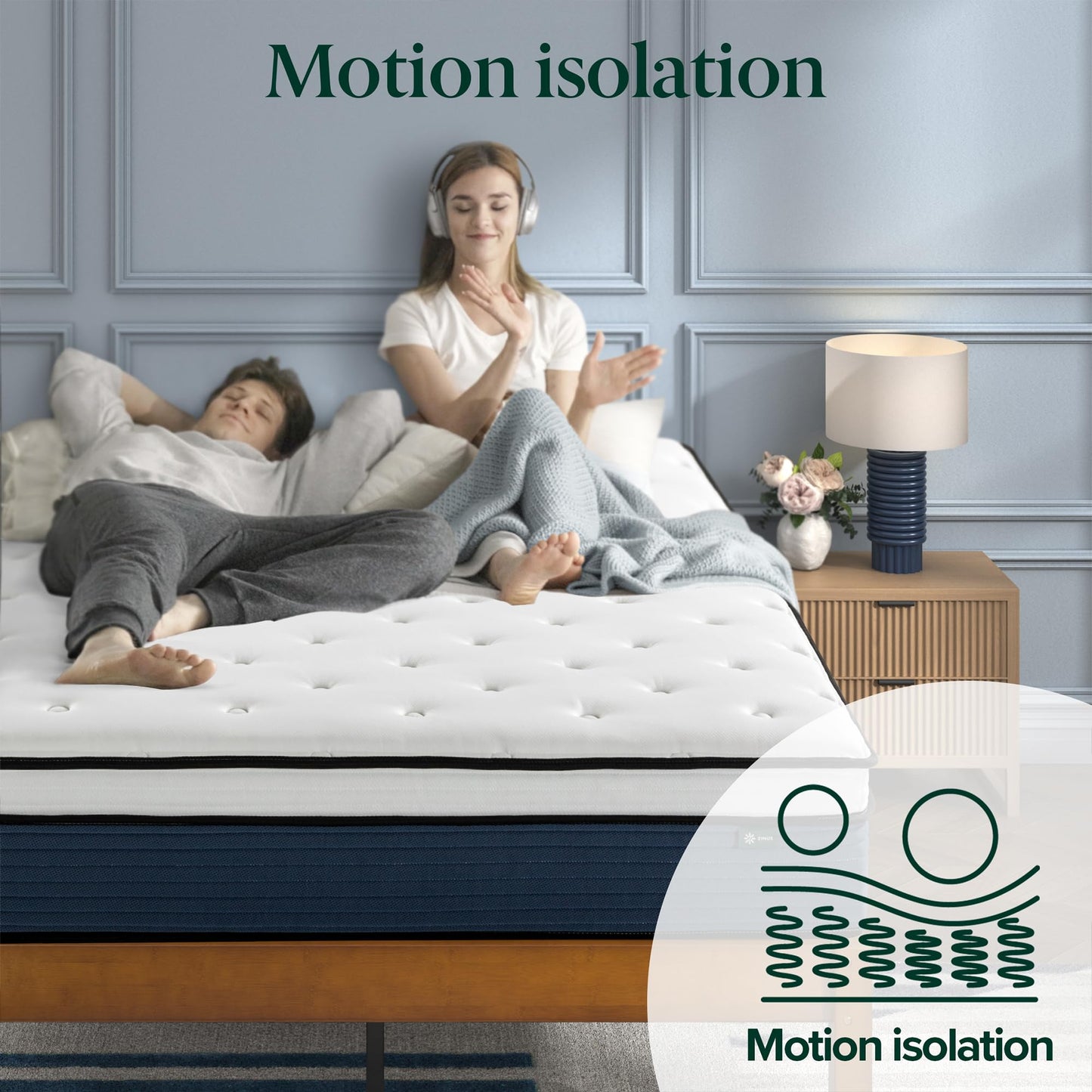 10 Inch King Size Hybrid Mattress in a Box, Medium Plush Bed with Comfort Support & Motion Isolation, Fiberglass-Free, Certified Safe Foams & Fabric