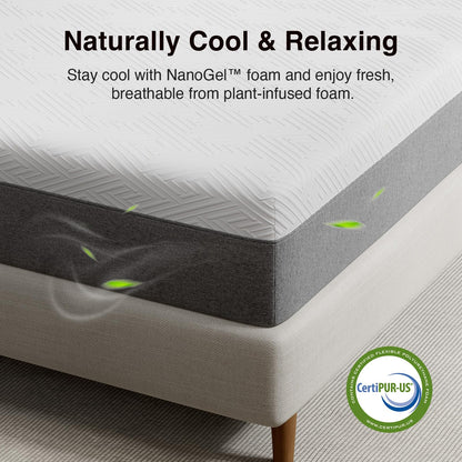 10-Inch Gel Memory Foam Mattress, King Size, Comfort Foam for Pressure Relief & Support, Cool Night Sleep, CertiPUR-US Certified, Mattress in a Box