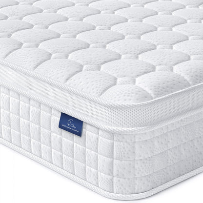 12 Inch Full Hybrid Mattress | Memory Foam with Pocket Springs | Ergonomic Medium Firm Design | White