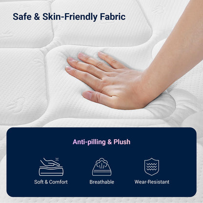 10 Inch Full Size Hybrid Mattress in a Box, Comfort Foam & Pocket Coils for Pressure Relief & Motion Isolation