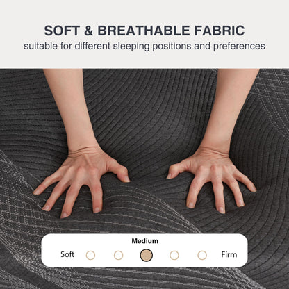 12 Inch California King Charcoal Gel Memory Foam Mattress in a Box, Medium Bed, Cooling, CertiPUR-US Certified, Fiberglass-Free, Made in USA, 84" × 72"