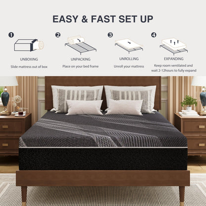 12 Inch California King Charcoal Gel Memory Foam Mattress in a Box, Medium Bed, Cooling, CertiPUR-US Certified, Fiberglass-Free, Made in USA, 84" × 72"